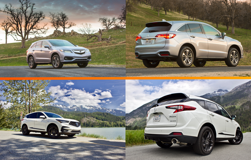 The 2017 Acura RDX (top), versus the 2019 RDX (bottom).